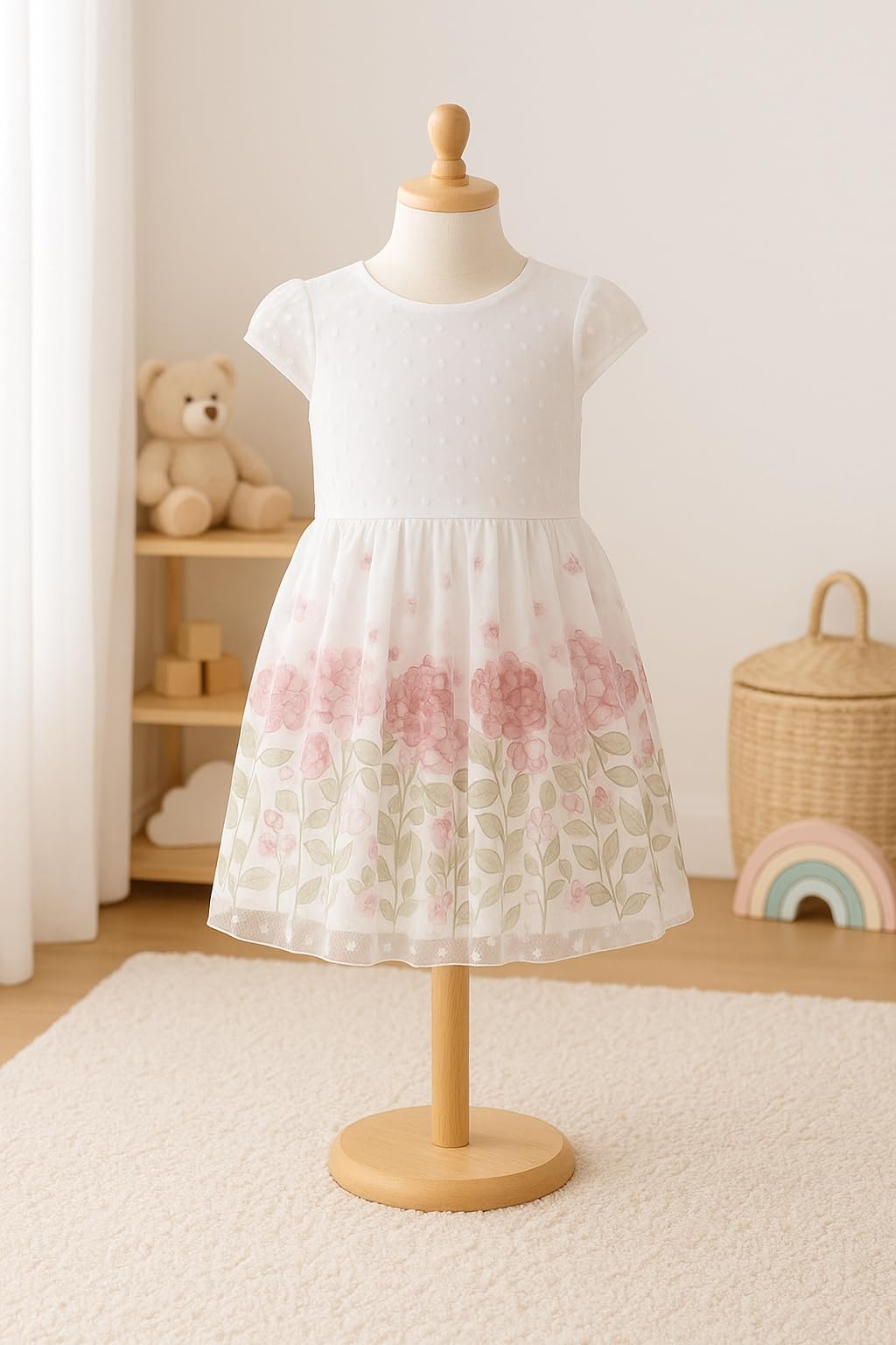 Mayoral Vestito Bambina Elegante Cerimonia, Abito con Gonna Floreale in Tulle e Maniche in Pizzo, per Matrimonio Compleanno e Occasioni Speciali