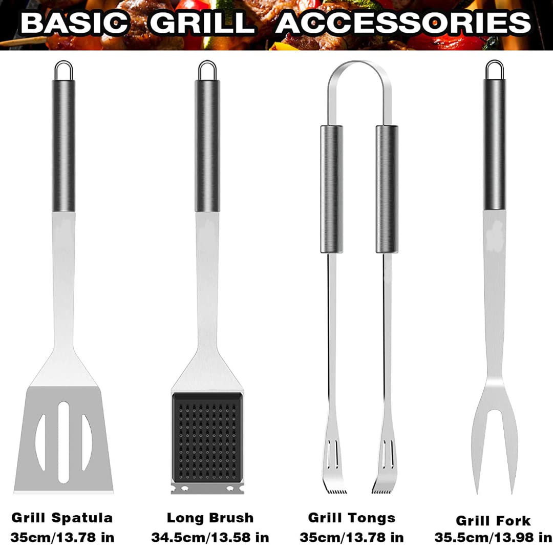 25PCS akcesoria do grilla, zestaw narzędzi do grillowania ze stali nierdzewnej do kempingu, kuchni, z torbą i matą do grilla, przenośne naczynia do grillowania dla mężczyzn i kobiet prezent