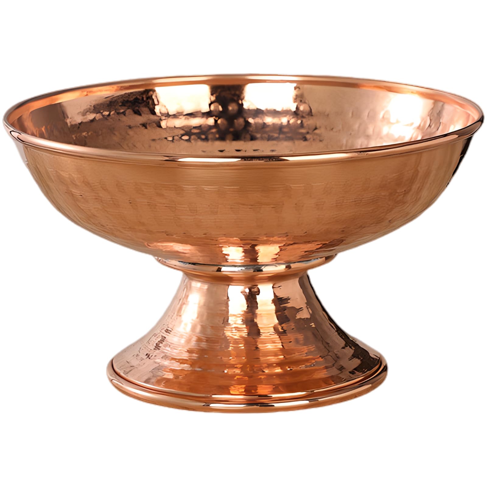 Copper Alloy Offering Bowl, Large Hand Hammered Reddish Brown Finish, 8.3 x 4.7 in, 21 x 12 cm Pedestal Bowl for Home Use, Pooja Rituals, Fruit Plate, and Altar Display