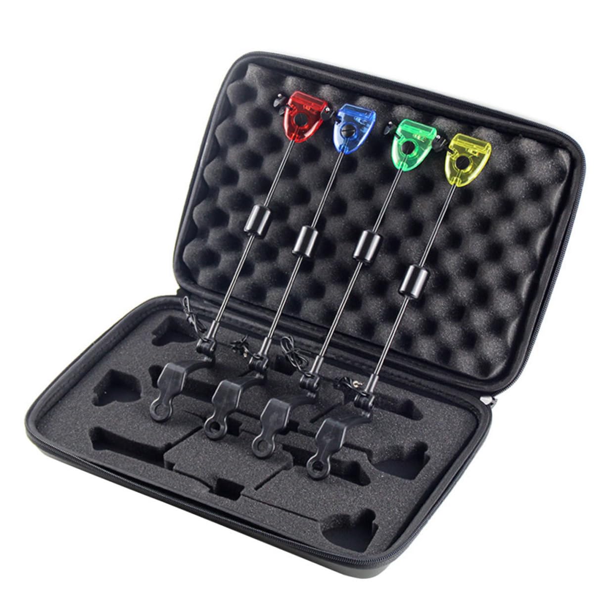 Alarma de Pesca, 4 Piezas de 13 Pulgadas Alarma de mordida de Pesca LED con Estuche, indicador de mordedura, Aparejo para