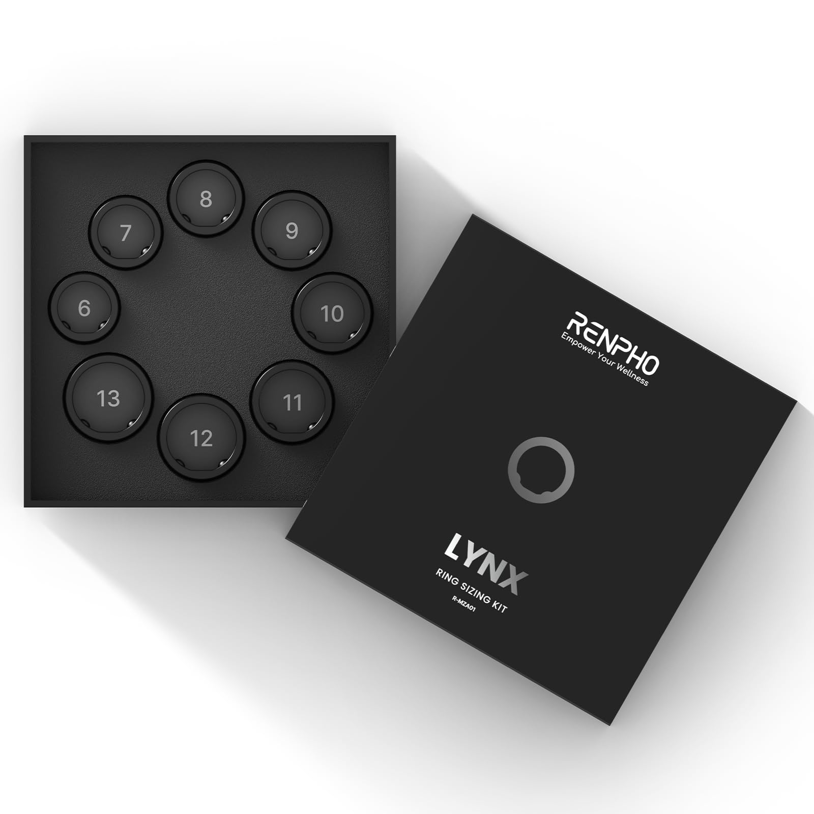 Amazon.com: RENPHO Lynx Smart Ring-Sizing Kit (Tar Black, Size 6