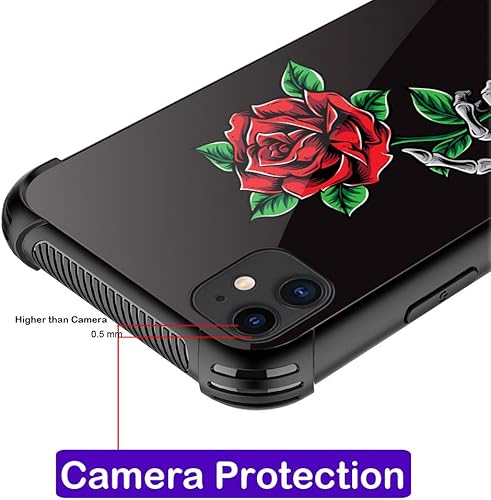 Miniatura 3 de ZHEGAILIAN Funda compatible con iPhone 11, diseño de esqueleto de mano de rosa, compatible con iPhone 11 para niñas, esquinas reforzadas, TPU suave,