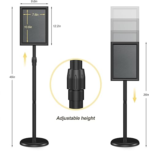 Miniatura 3 de Relx Soporte para letreros de 8.5 x 11 pulgadas, soporte ajustable para letreros de lijado de piso, soporte de señalización con marco de apertura a