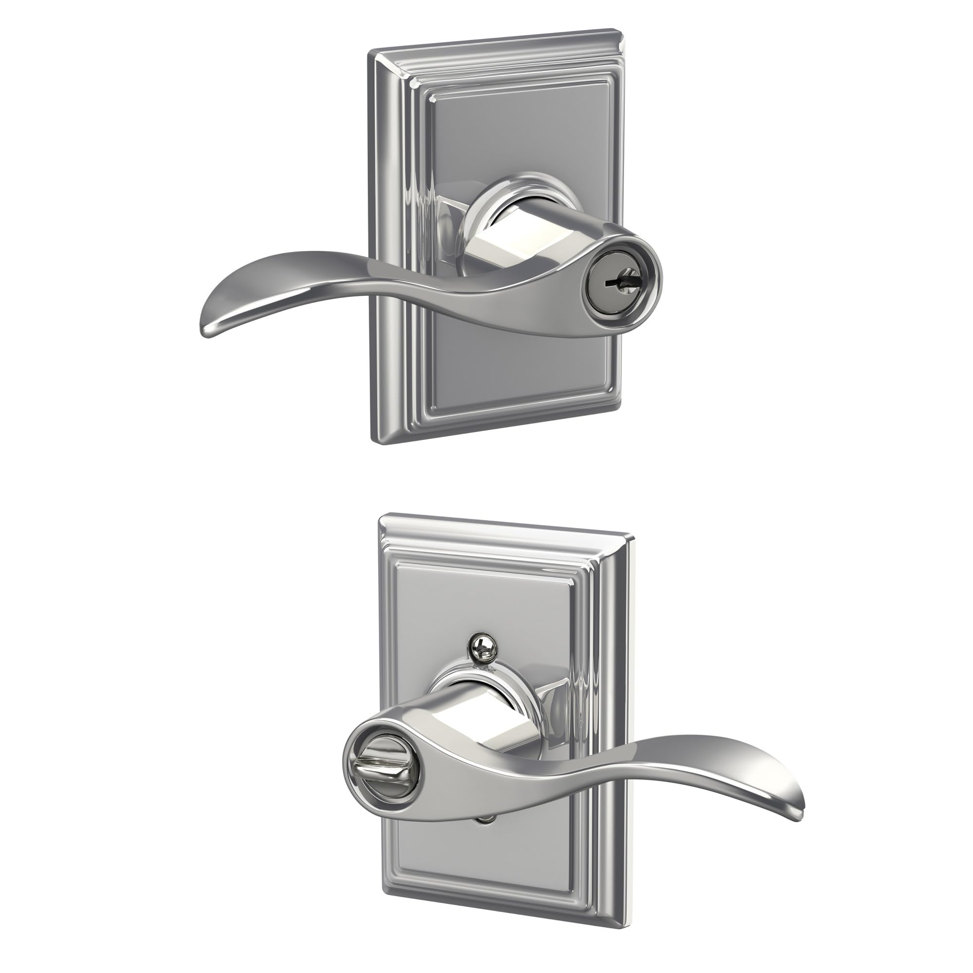 SCHLAGE Accent Lever with Addison Trim Keyed Entry Lock in Bright Chrome - F51A ACC 625 ADD