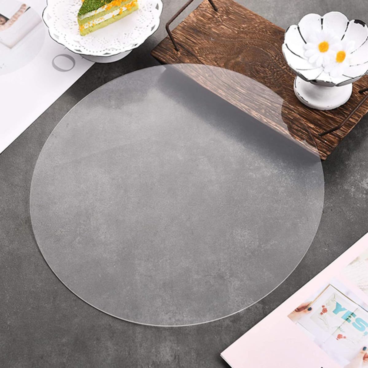 50pcs Round Acrylic Discs Cake Base Sheets Safe Reusable Acrylic Circles for Displaying Cakes and Selling