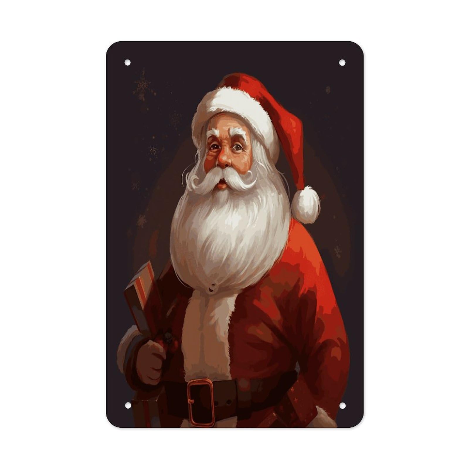 LDGSUPH Santa Claus Wall Art Prints Folded Edge Iron Sheet Painting with Holes for Wall Prints Decorative Picture Metal Signboard Decor Painting for Outdoor Indoor Wall Decor
