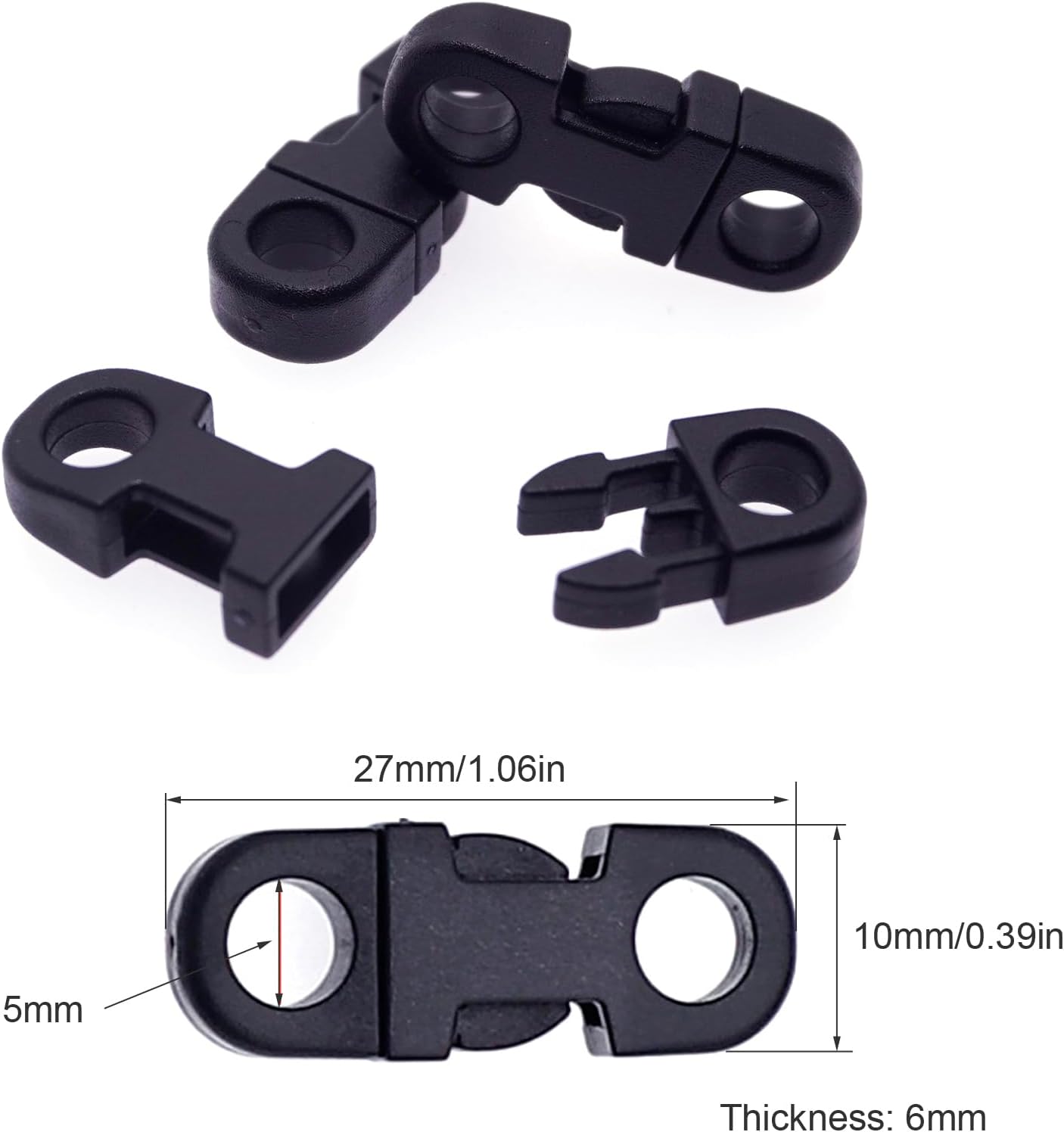 Mini Safety Breakaway Buckles,5mm Kam Side Release Plastic Buckle for Paracord Bracelet Clasp Pet Strap Accessories - Image 3