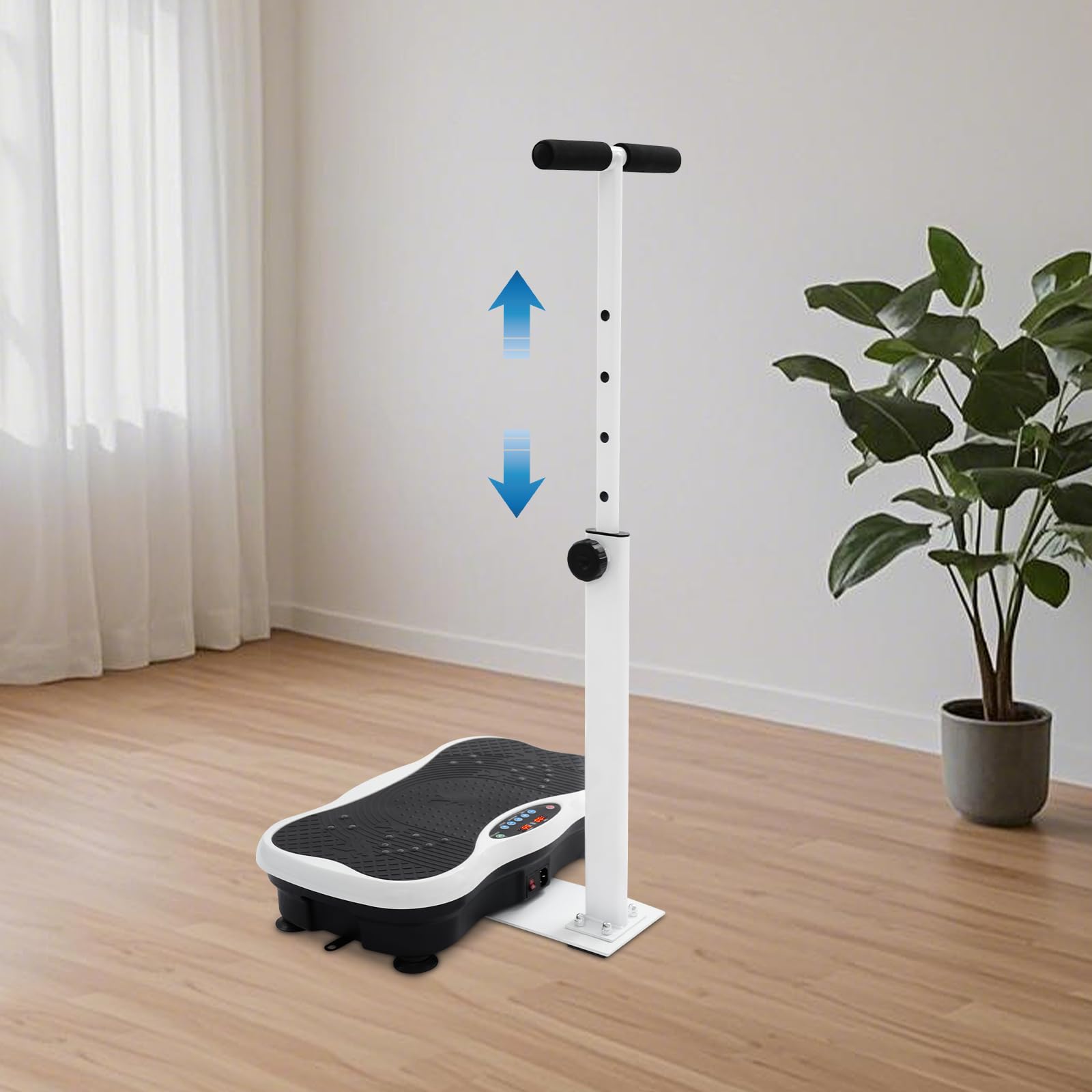 Vibrationsplatte, Rüttelplatte Sport für Zuhause, 180 W Fitness Vibrationsboard mit Verstellbaren & Armlehnen Fernbedienung, Fitnessgeräte für Zuhause | 120 Vibrationsstufen | 10 Trainingsprogramme
