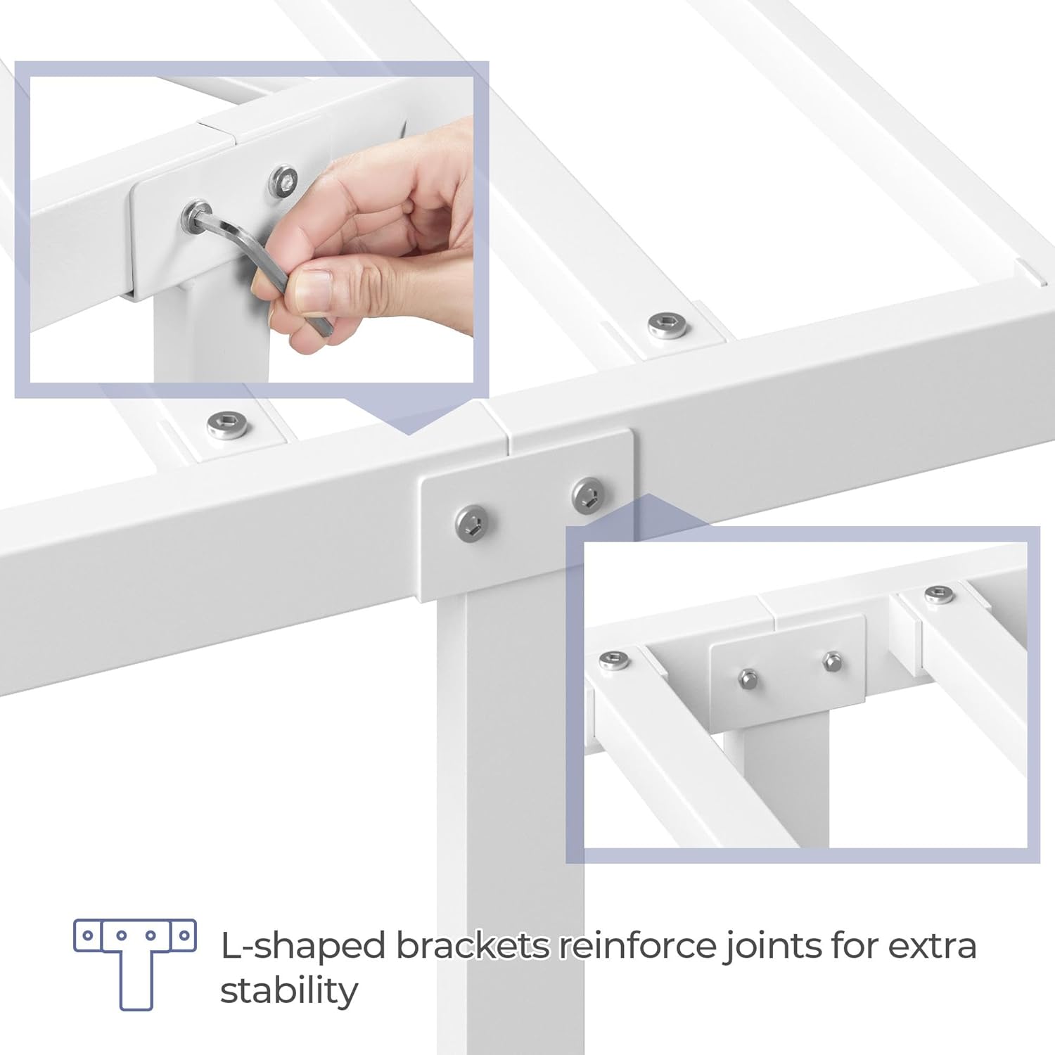 Крупним планом view of the 12.6-inch under-bed storage space with a storage bin underneath