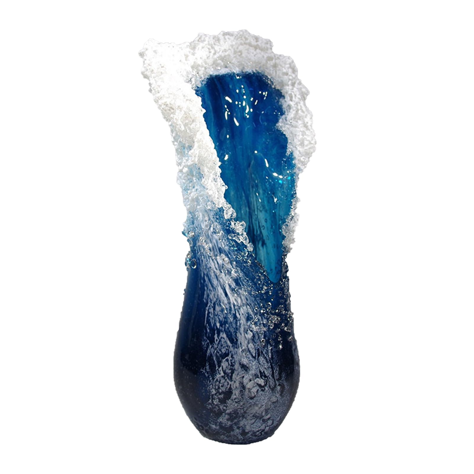 Jarrón de resina náutico de cristal para decoración del hogar, color azul océano, para decoración de oficina y salón (15 cm)