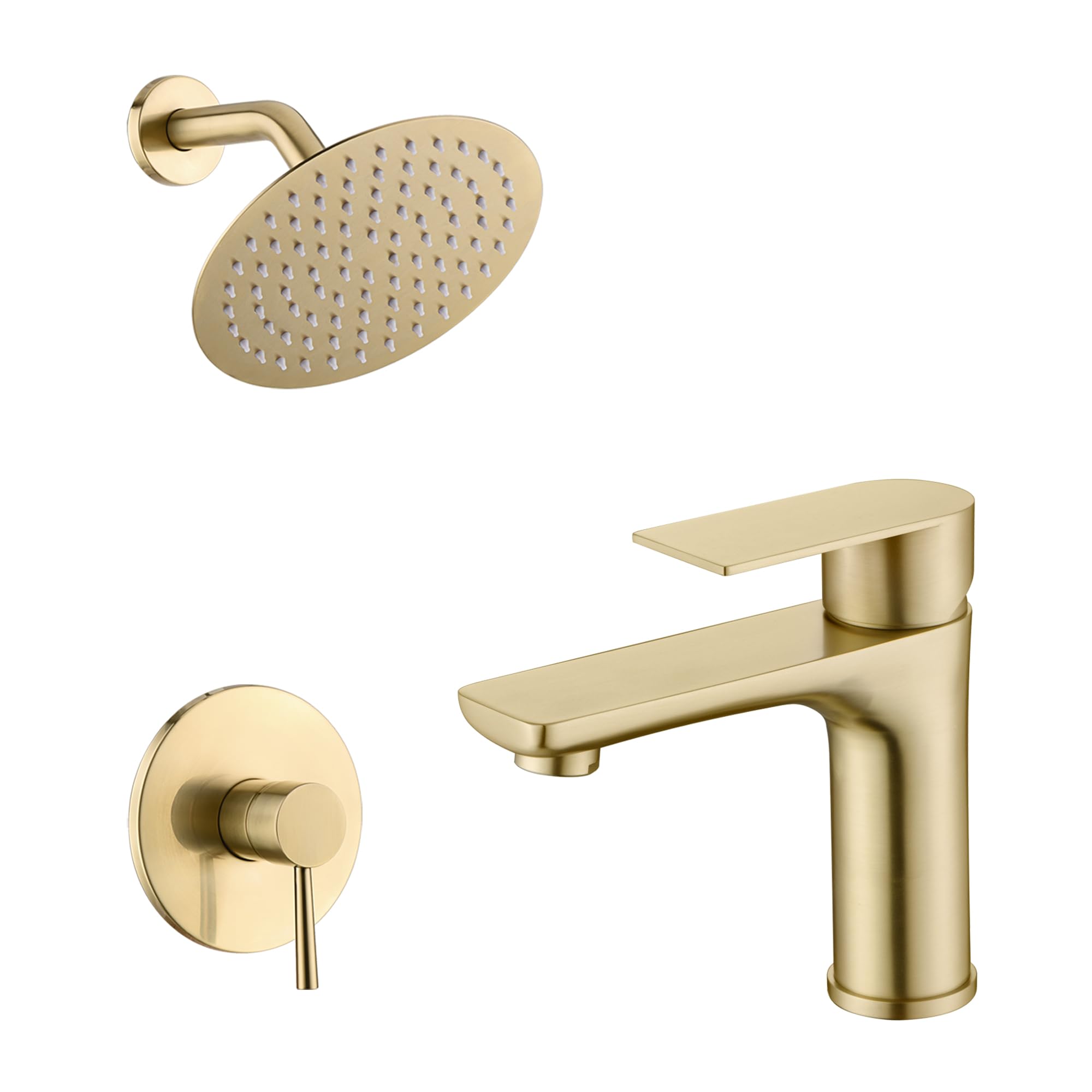 Hcfyauis Gold Shower Faucet S3221bgi + Bathroom Sink Faucet S1425-Bg