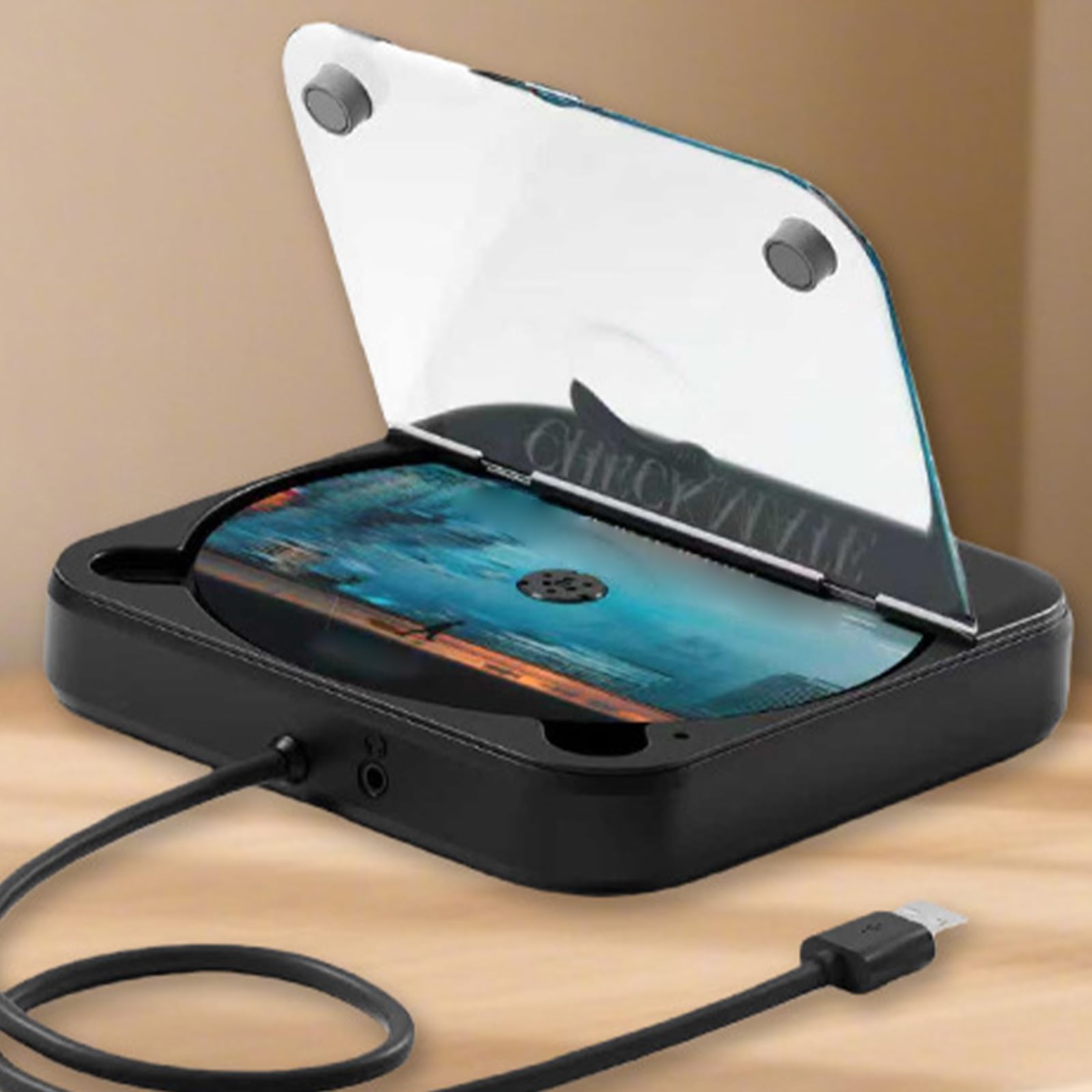 Lettore di dischi in ABS con connettività ausiliaria USB, perfetto per viaggi e pendolari