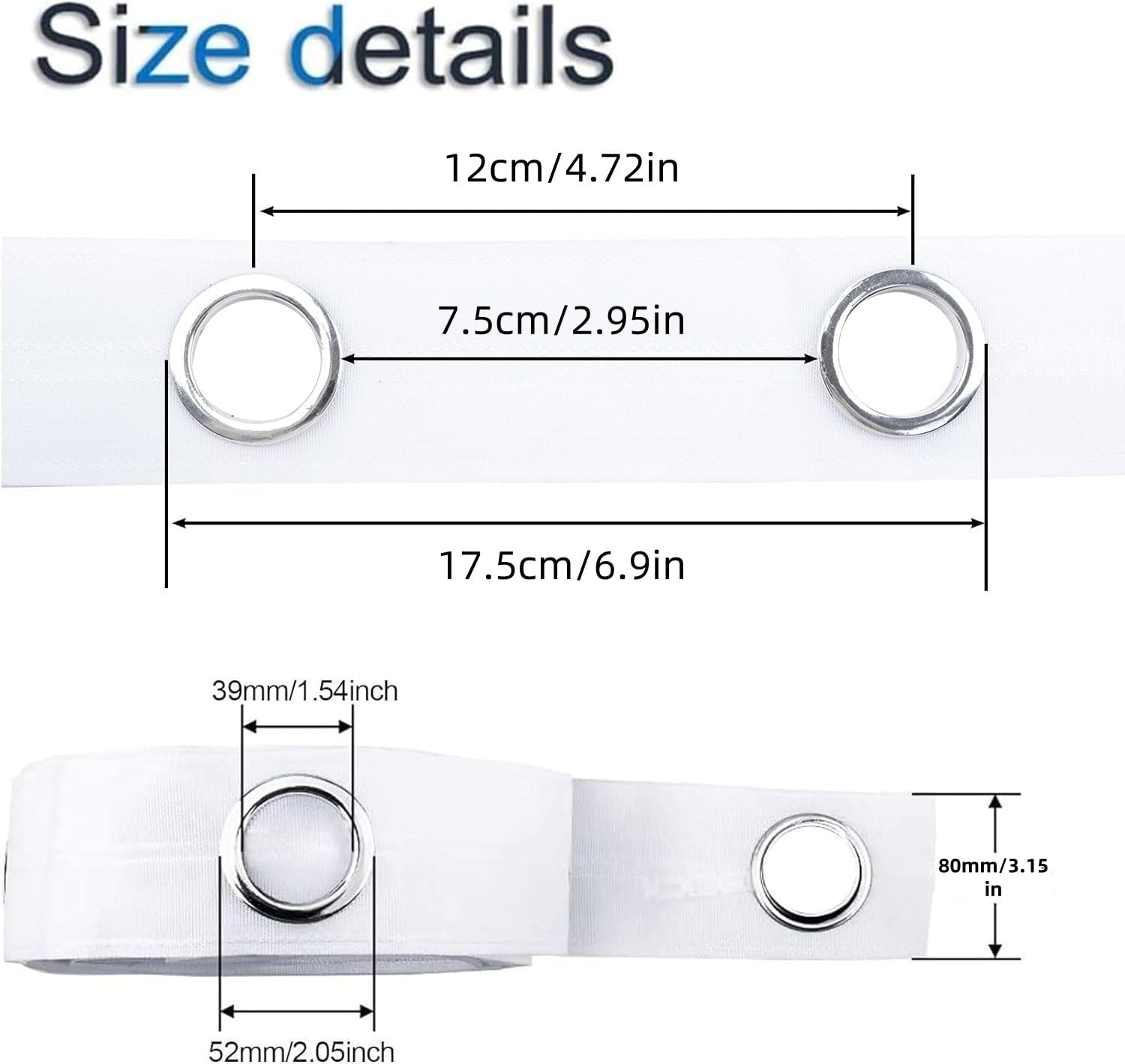 Nastro adesivo per tende da 10 m, con 80 anelli in plastica (diametro interno 39 mm), kit di occhielli per curtaine, distanziatori per tende con occhielli, nastro per tende e anelli per fai da te