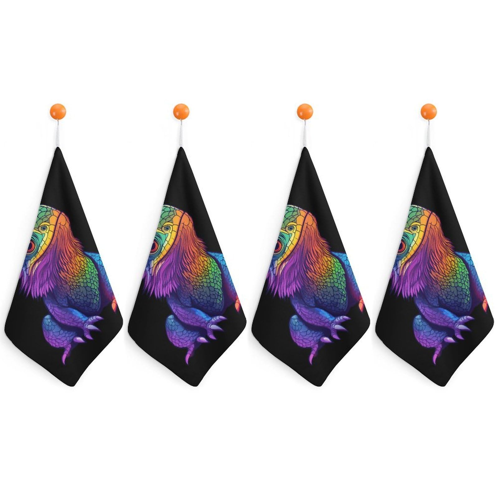 TXFBTRFSA Colorful Bearded Dragon Hand Towels with Hanging Loop Kitchen Towel Handkerchiefs Cleaning Cloths