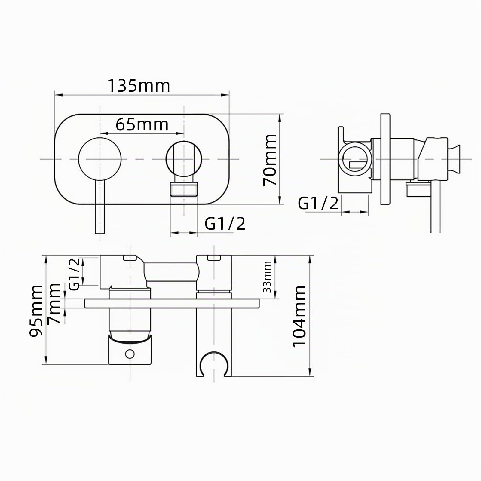 Tecmolog WS024J2F2 - Set doccetta per bidet, in acciaio inox, da incasso, per acqua fredda e calda, con tubo doccia da 1,5 m, oro spazzolato
