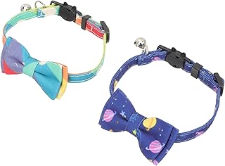 2 Pçs Coleira De Gato Com Sino Colar De Sino De Gato Colar De Fita Colar De Laço Para Animais De Estimação Colar De Laço Para Cachorro Colar De Laço Pequeno Colarinho De Gato Para