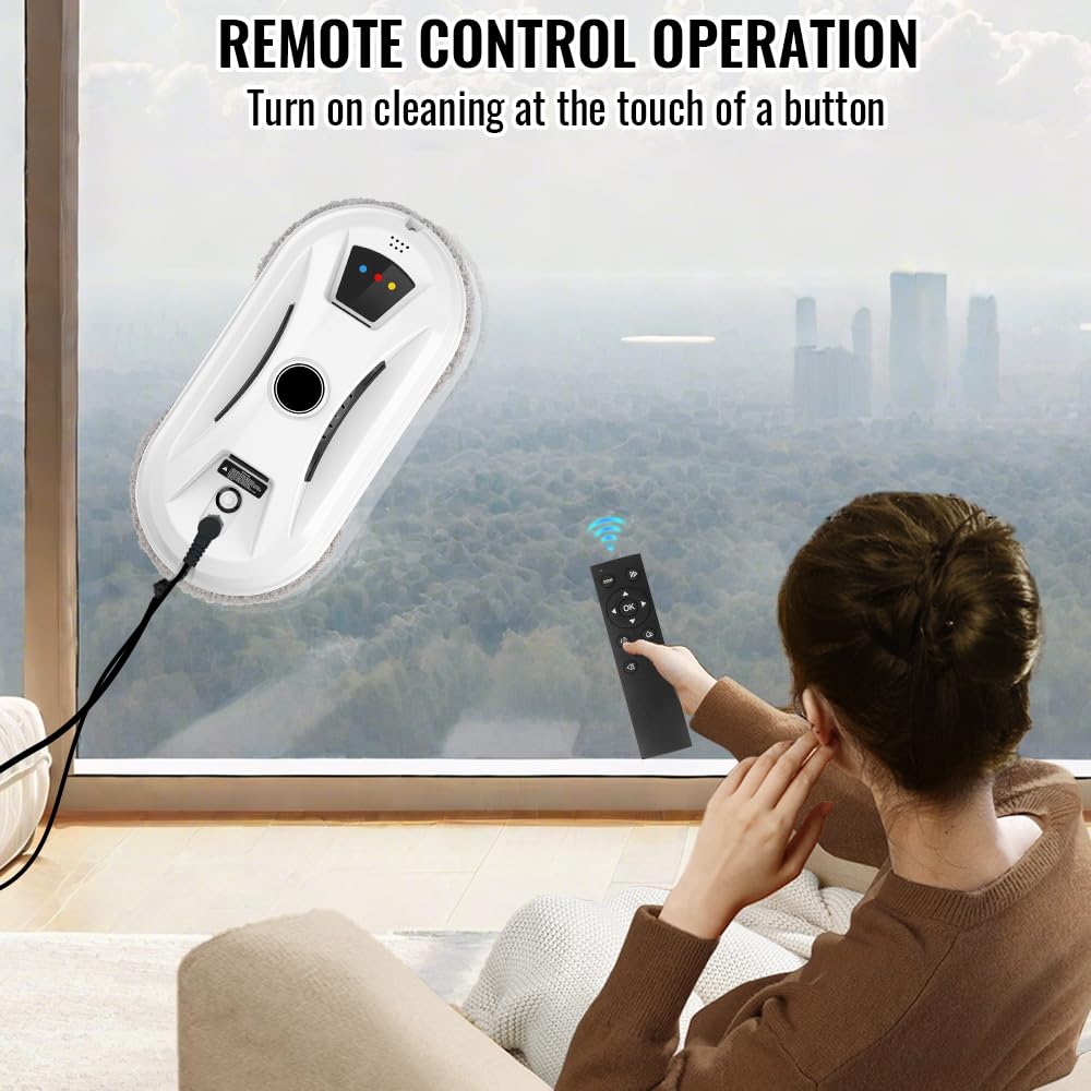 Fensterputzroboter, 5600 Pa Fensterputzer Elektrischer Roboter mit Fernbedienung, Fensterroboter für Innen- & Außenfenster, 8 Lappen