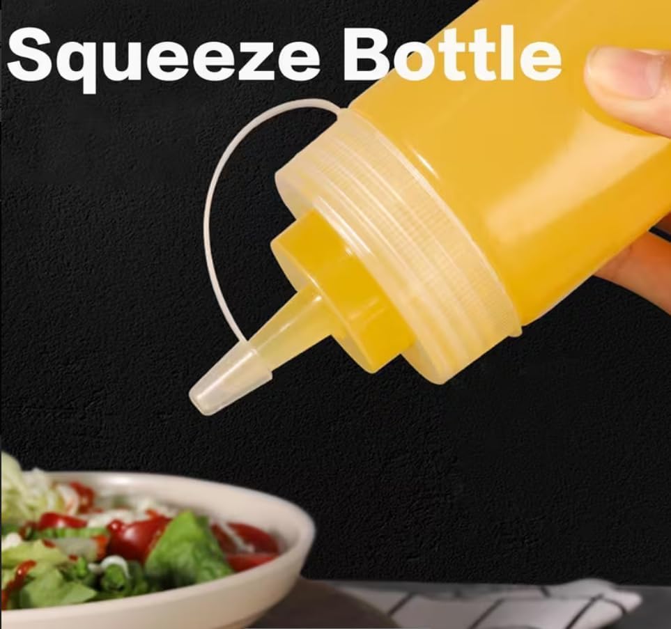 2 Pack Refillable Squeeze Bottles – 14 oz for Ketchup and Oils