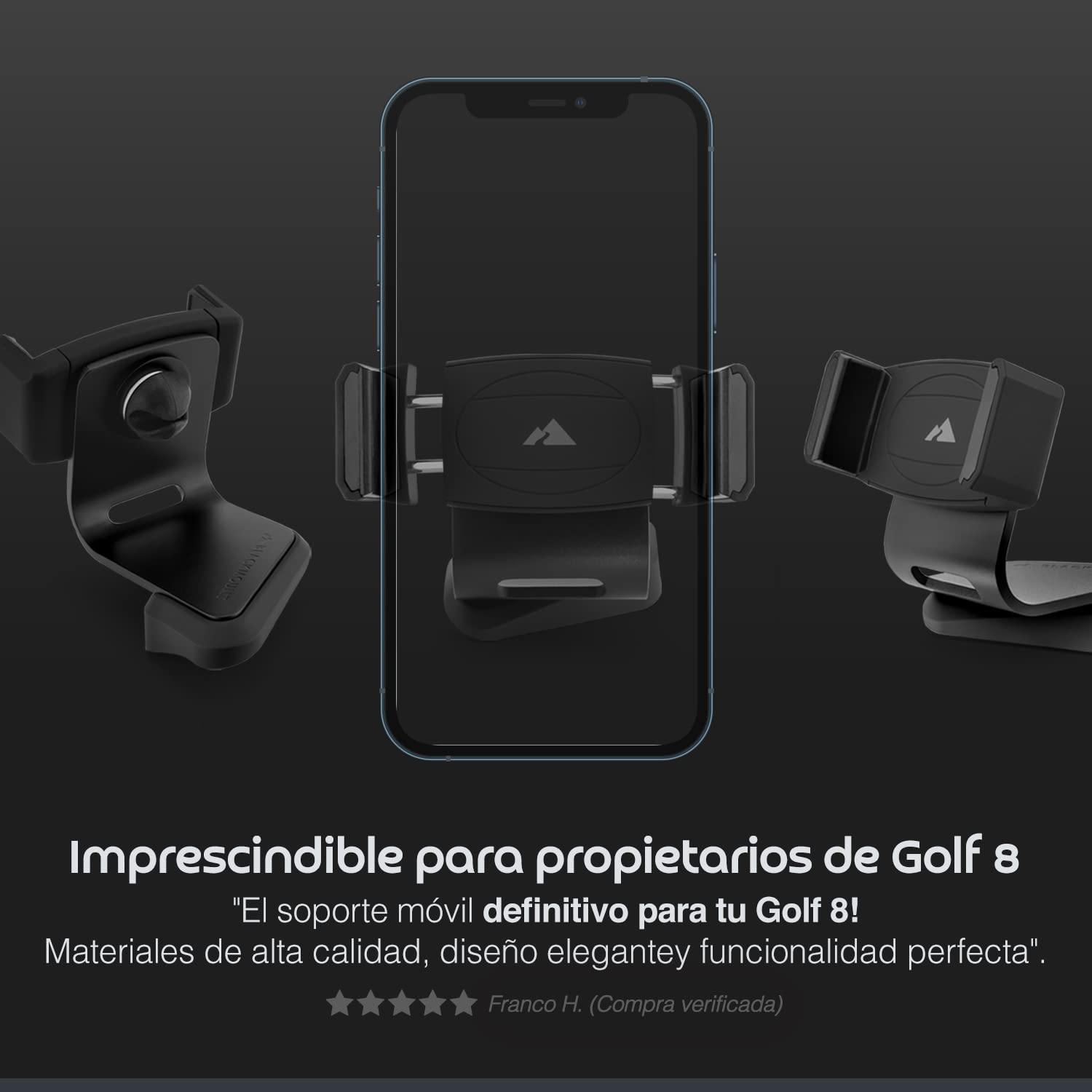 Soporte móvil Coche Premium para VW Golf 8 - El Mejor Soporte para TU Coche - Made in Germany, Accesorio Original - Porta telefono Coche/Porta movil