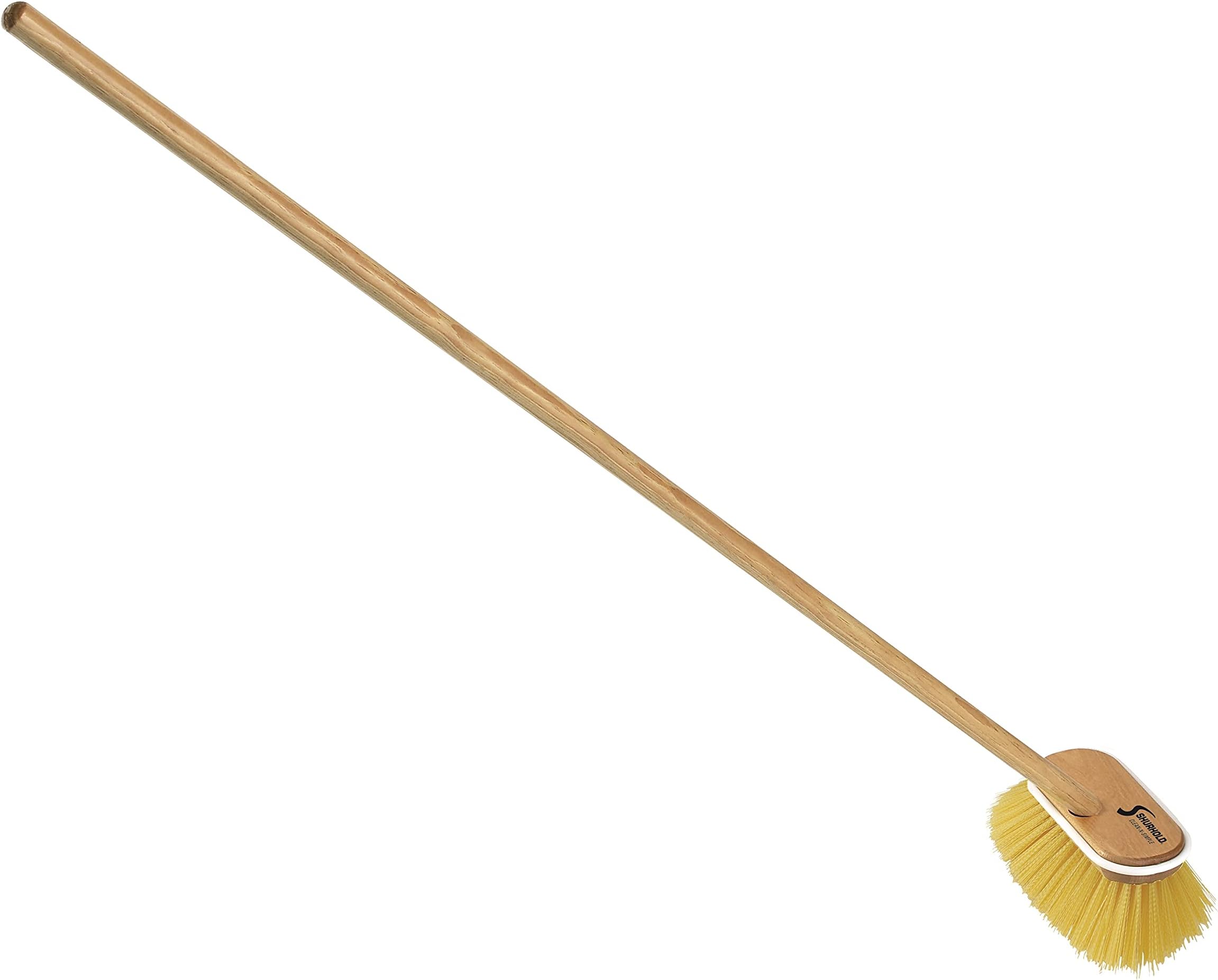 Shurhold Marine Mate 6" Deck Brush with Handle Shurhold Brush on 48" Wooden Handle, Perfect for Under-Gunnel Storage