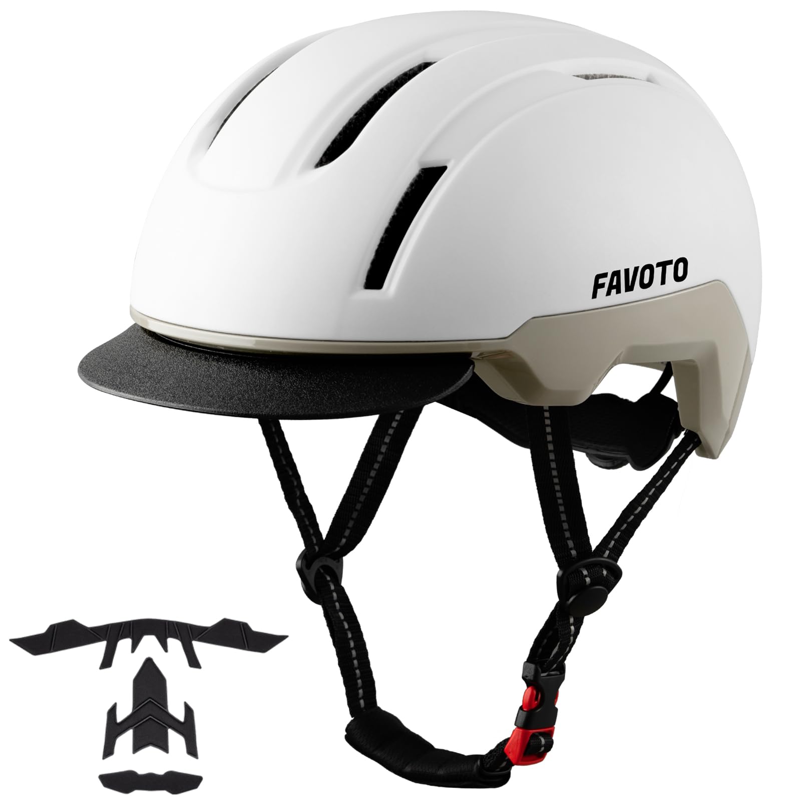 Favoto Casco da Bicicletta Urbano con Visiera - Tecnologia Double Inmould Caschi da Scooter Leggero per Adulti Certificato CE Regolabile L 57-61cm