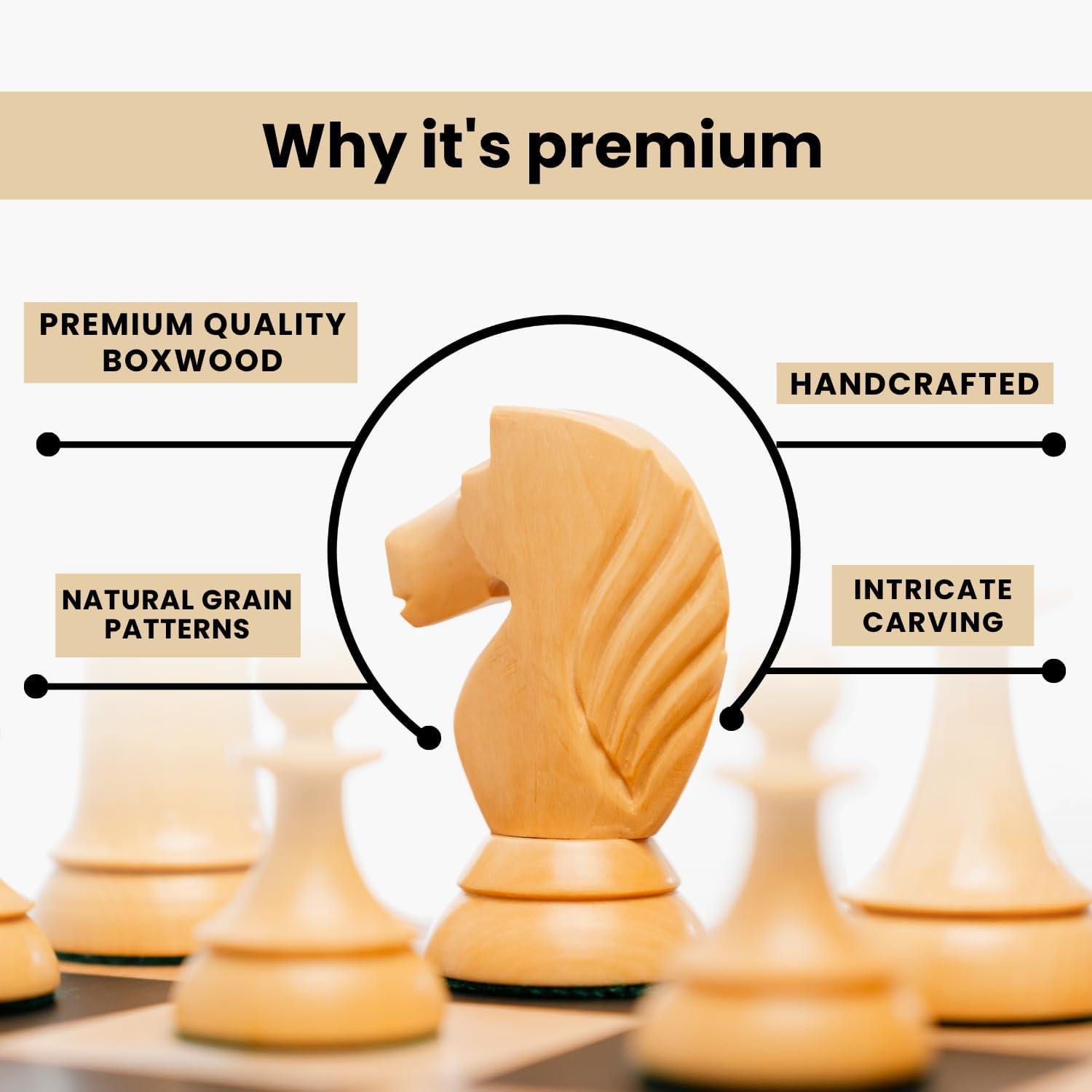 Royal Chess Mall 1950s Soviet Latvian Reproduced Chess Pieces Only Chess Set, Ebonized Boxwood Wooden Chess Set, 4-in King, Double Weighted Chess Pieces (2.5 lbs)