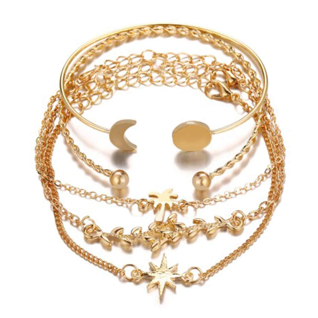 5 Plated Boho Bracelets Set
