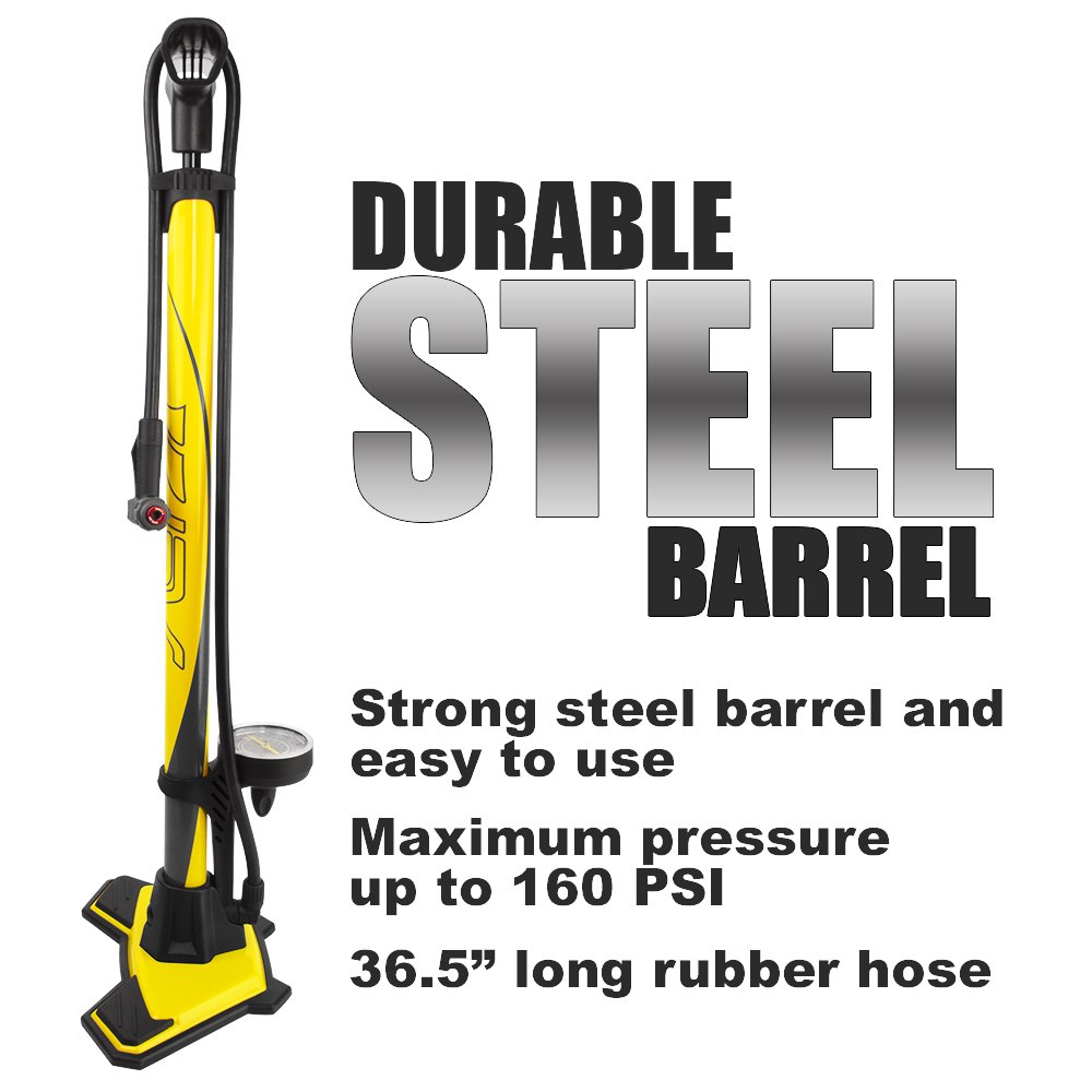 BV Bike Floor Pump with 2.75" Large Gauge, ThumbLock CleverTwin Valve