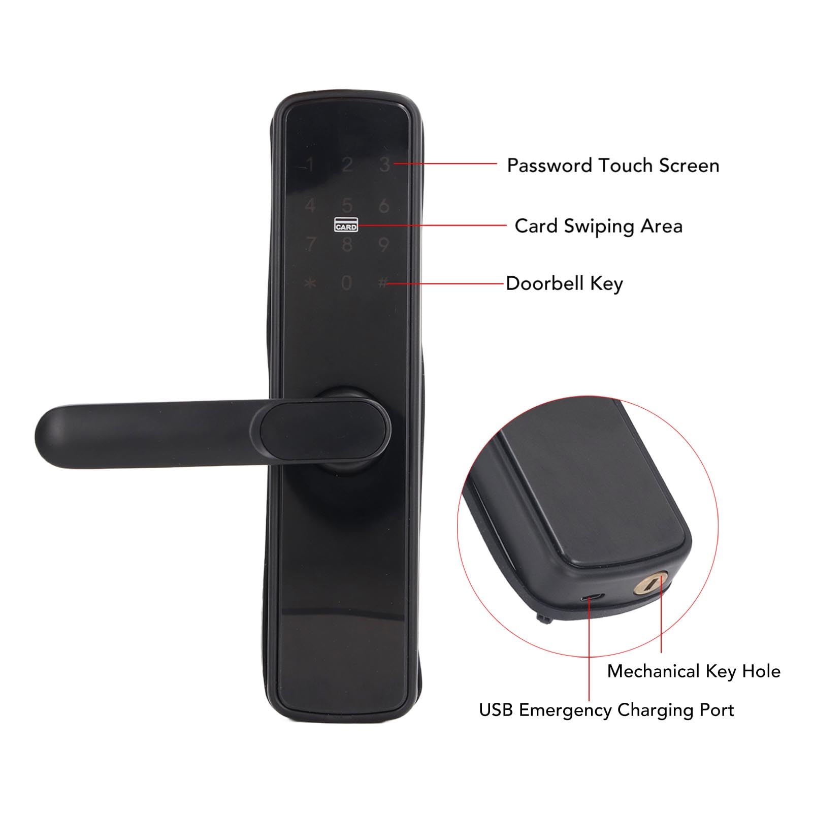 Smart APP Password Lock Serratura Elettronica Digitale con Maniglia Sblocco Scheda Impronta Digitale per Porte Interne Esterne