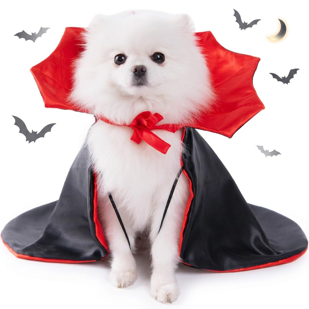 Halloween Dog Costume, Vampire Cape for Medium Dogs