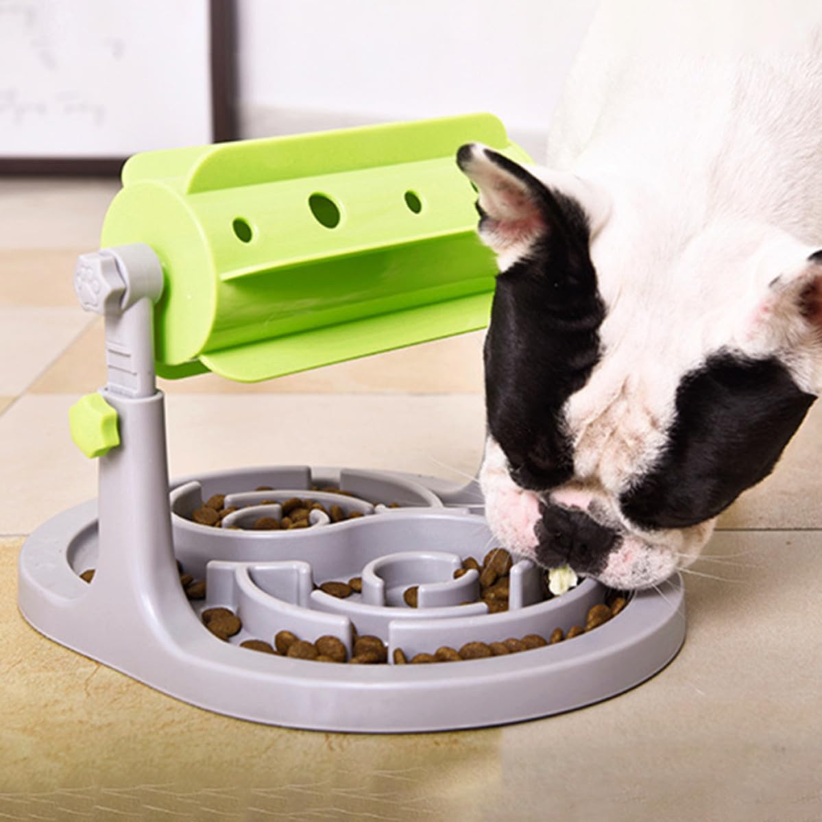 VICASKY Dispenser Cibo per Cani a Tipo Tamburo in Plastica Verde, Erogatore Lento per Alimentazione Controllata e Gioco Interattivo per Animali Domestici