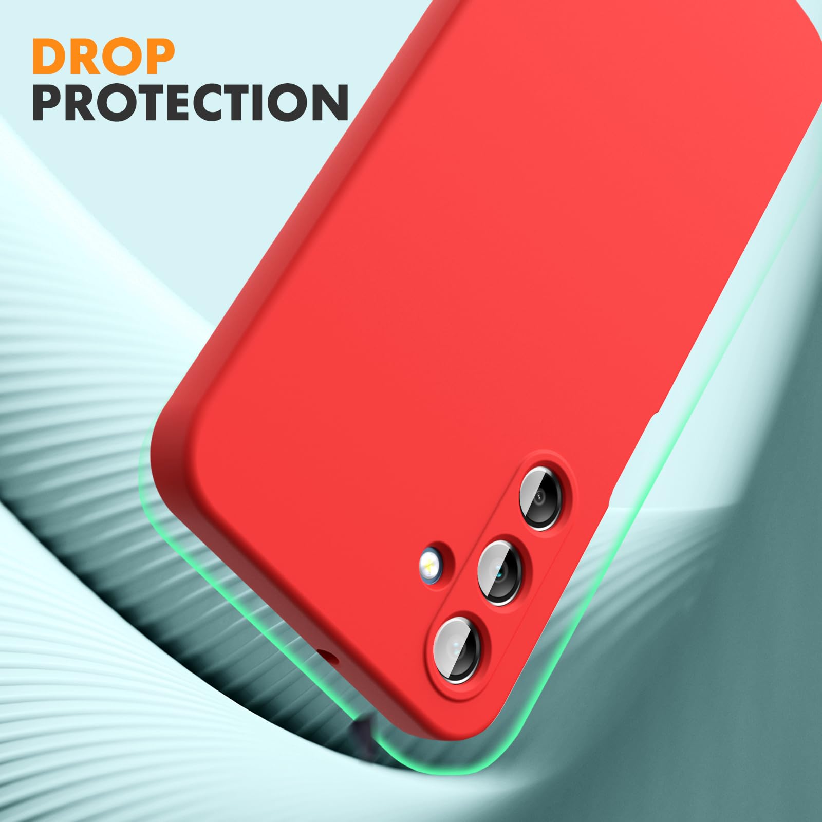 Vansdon Cover Compatibile con Samsung Galaxy A25 5G, 2 Pellicola Protettiva in Vetro Temperato, Gomma Gel di Silicone Liquida Antiurto Custodia - Rosso