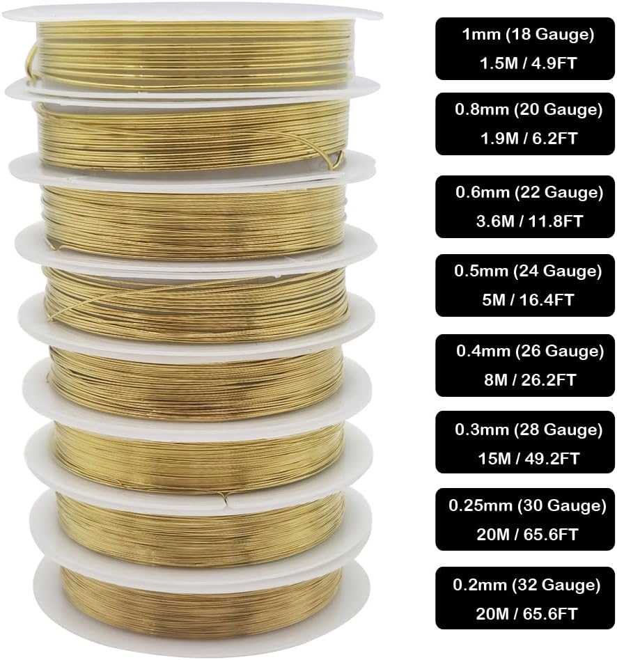 INSPIRELLE 8 Packs Copper Wire Mixed Sizes Craft Jewelry Beading Wire image 2