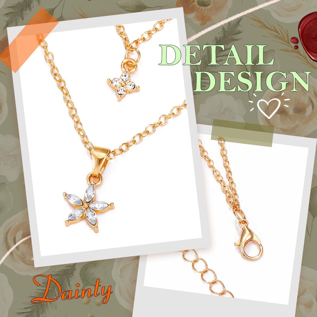 ACEDRE Gold Layered Dainty Necklace Stack Sparkly Small Pendant Chain for Women - Image 6