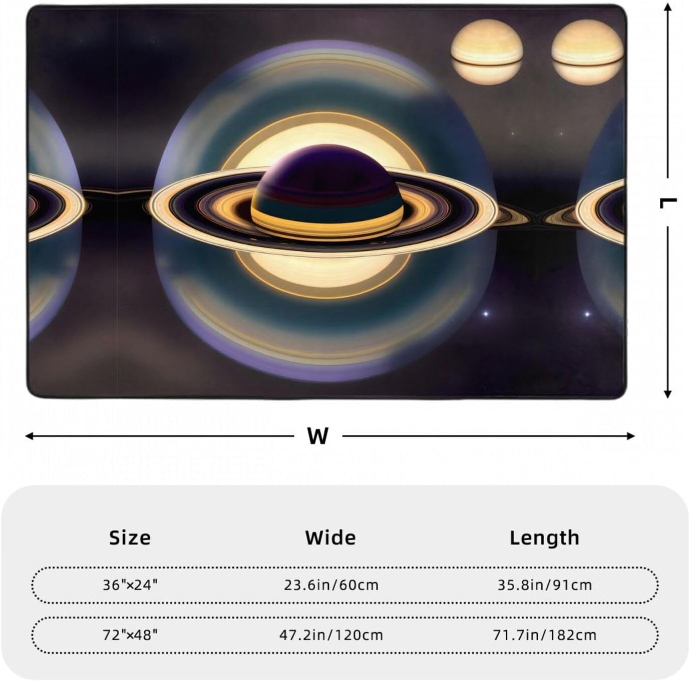 Beautiful Saturn Printed Anti-Slip Floor mat Carpet Rug 72"x48" for Living Room Office Coffee Table Bed Balcony