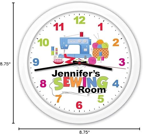 Miniatura 2 de Reloj de pared para habitación de máquina de coser blanco personalizado, regalo de decoración