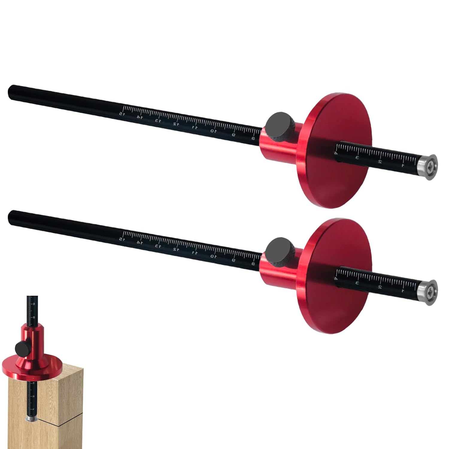 2PCS Wheel Marking Gauges, Metric and Inch Scales Woodworking Mortise Parallel Scribing Tool Aluminum Alloy Woodworking Scribe Tool