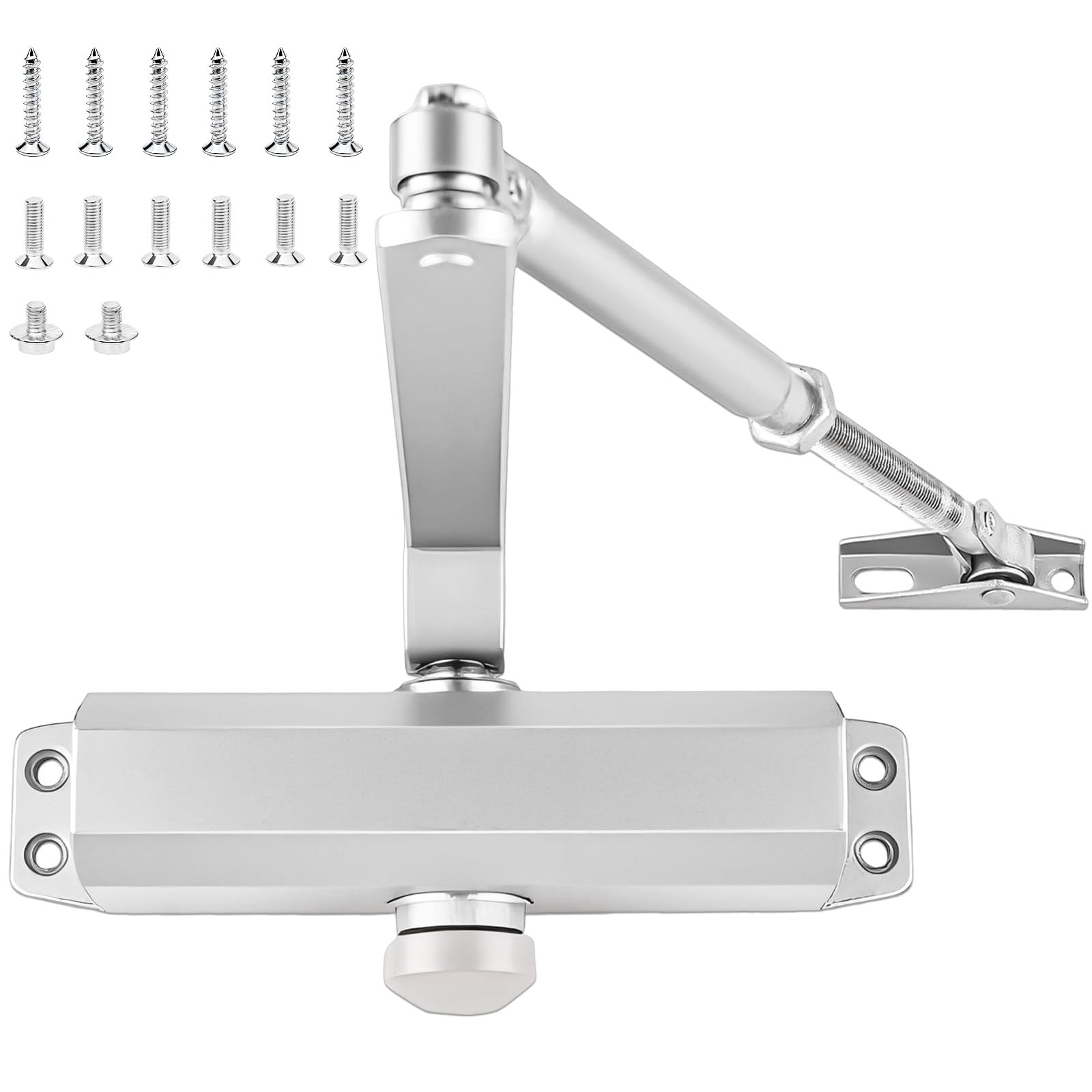 Photo 1 of Commercial Door Closer, Automatic Door Closer (Sliver), Heavy Duty Hydraulic Door Soft Closer, Self-Closing Door Closer with Adjustable Speed, Fits 121-187lb Doors 23-44in, for Commercial or Home Use