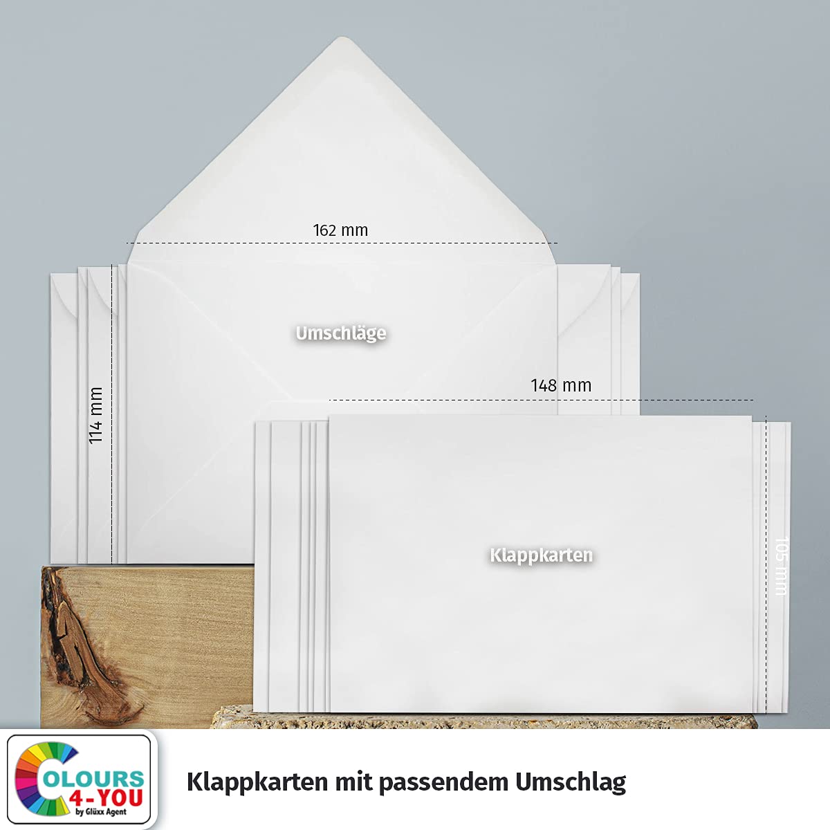 400 Klappkarten mit Umschlägen Set Weiss - DIN A6 Blanko Doppelkarten 14,8 x 21 cm (160 g/m²) - DIN C6 Umschlag 11,4 x 16,2 cm (100 g/m²) Nassklebung - Grußkarten Einladungskarten Hochzeit