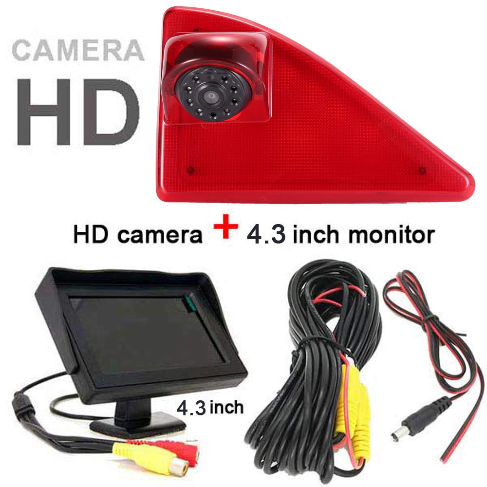 Third Roof Top Mount Brake Lamp Reverse Rear View Backup Camera Angle and distance Adjustable IR Night Vision for Opel/Vauxhall Movano/Master/NV400 (Reversing Camera+4.3" inch monitor) - Image 2