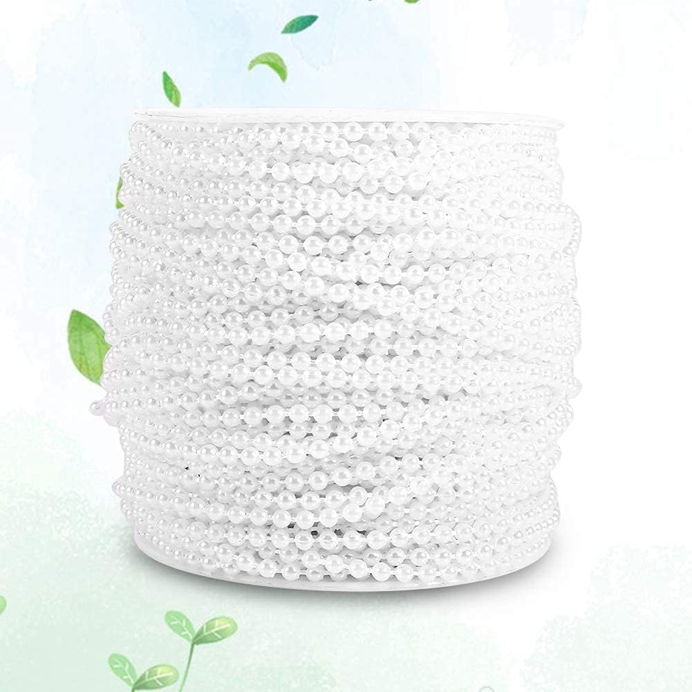 Ghirlanda di perle finte da 3mm per artigianato, Catena Perle Decorative da 50 Metri per Decorazioni Albero di Natale, Tavola e Gioielli Fai-da-Te