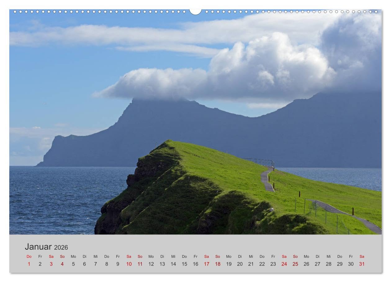 Färöer Inseln 2026 (Wandkalender 2026 DIN A2 quer), CALVENDO Monatskalender: Landschaft, Architektur, Küste und Wolken auf den Färöer Inseln