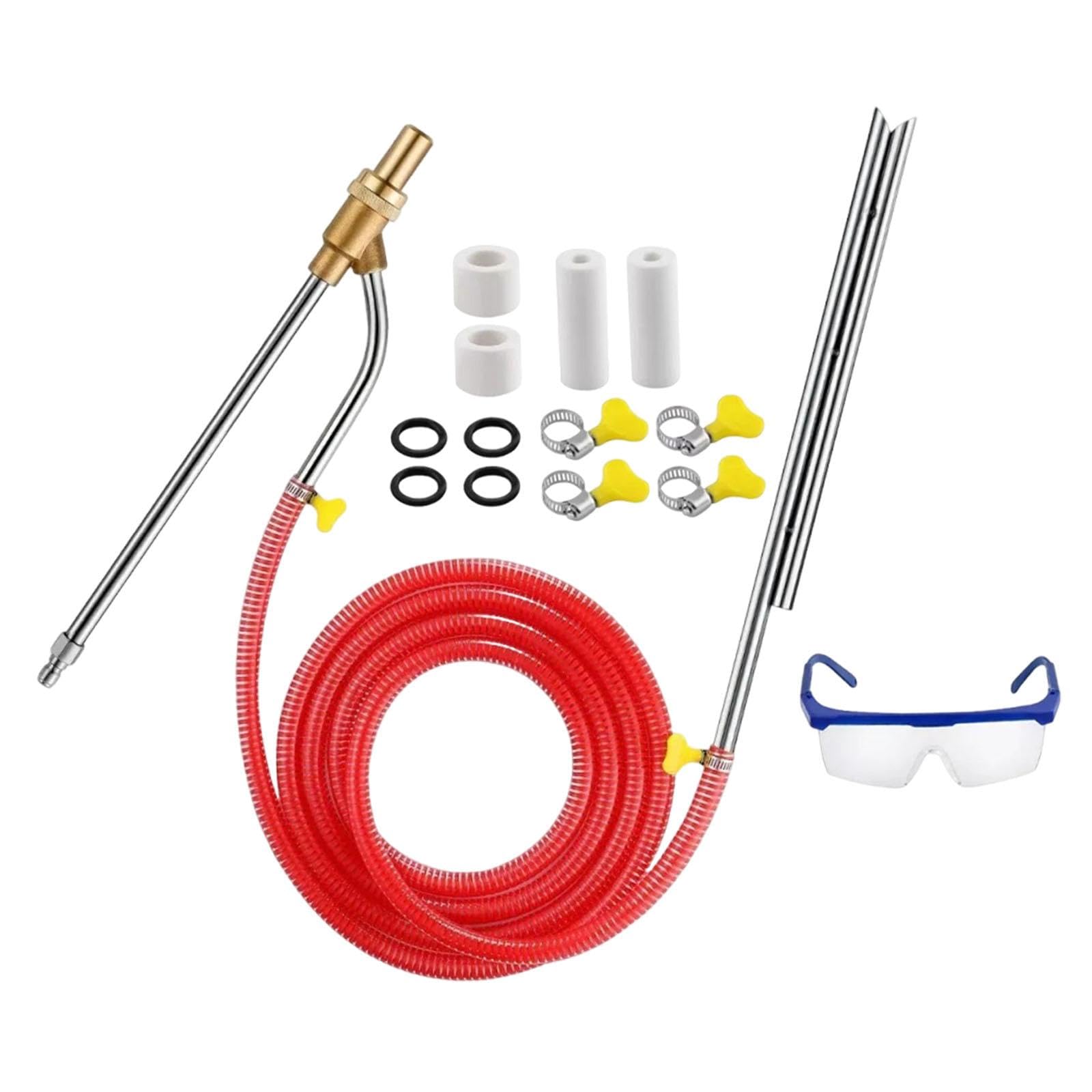 predolo Kit de Chorro de Arena con Hidrolavadora de Alta Presión, Accesorio para Chorro de Arena Húmedo, Inoxidable, 5000 PSI, Desconexión Rápida de 1/4", Rojo