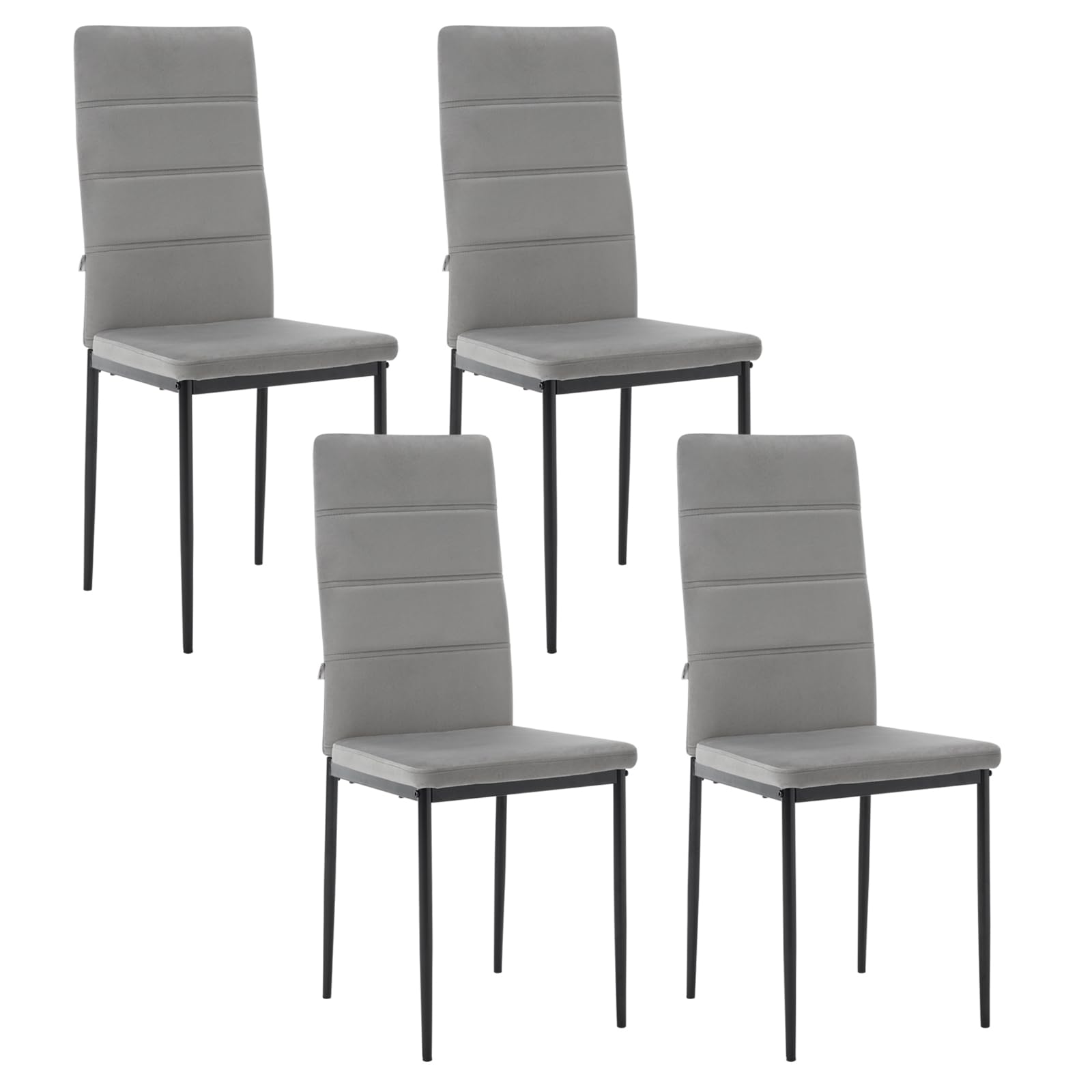 WOLTU Sillas de Comedor Pack de 4, Sillas Cocina con Respaldo Alto, Sillas Tapizadas en Terciopelo, Sillas con Patas de Metal, para Comedor, Salón, Dormitorio, Gris Oscuro, EZS47dgr-4