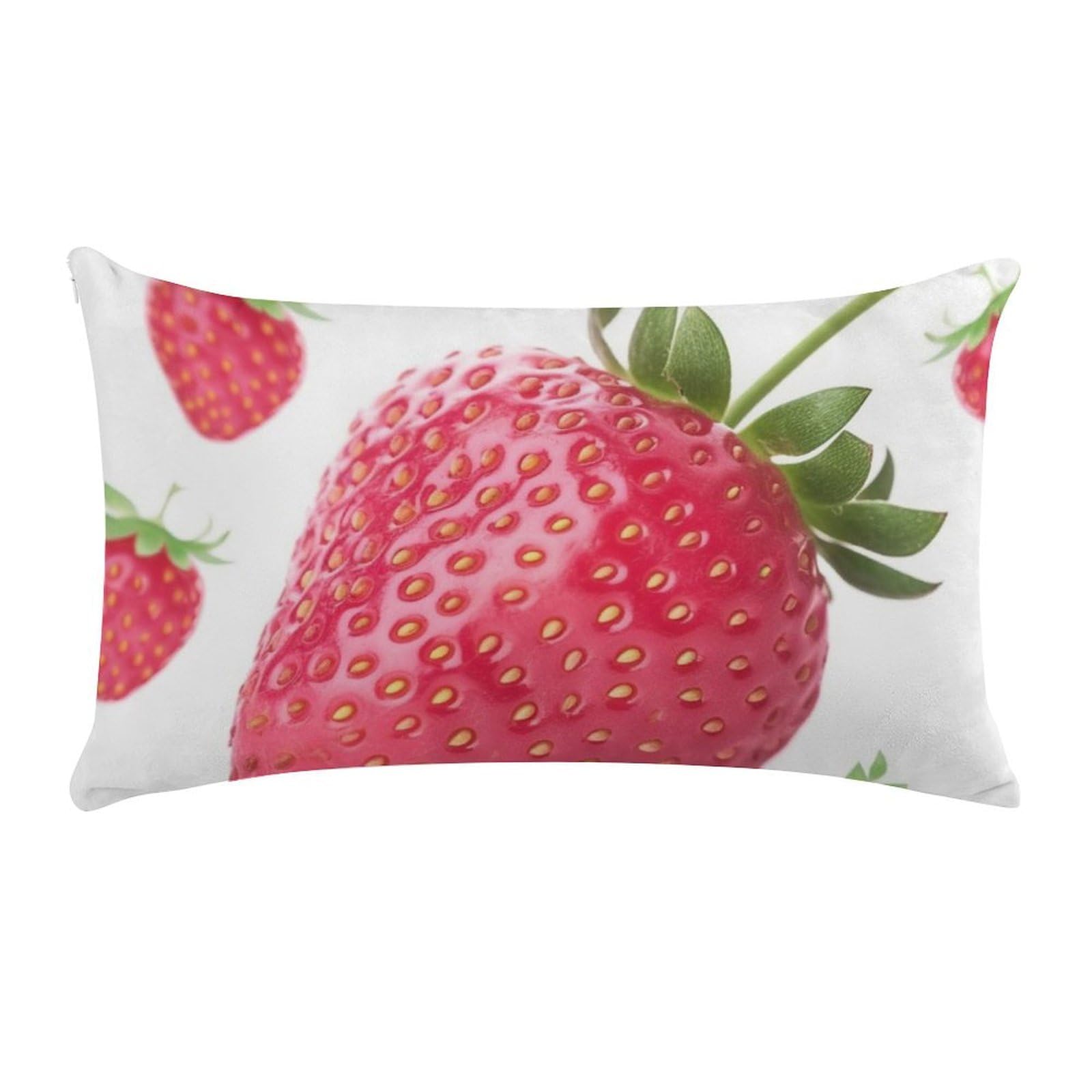 Strawberry Pillow Cases for Sofa, Super Soft Plush Pillow Cover with Zipper, Luxury Cozy Pillow Shams for All Seasons, Lightweight Pillowcases for Bedroom, 12" X 20"