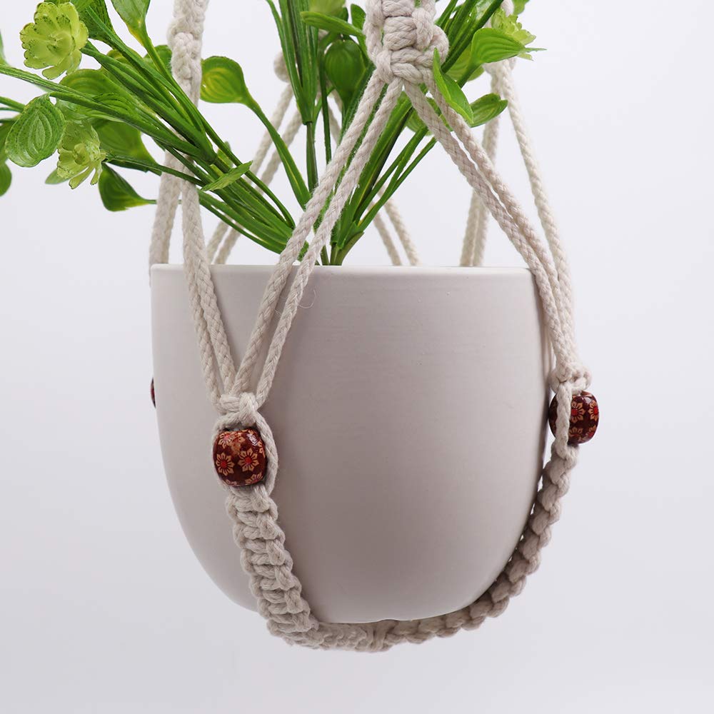Pot Suspendu Exterieur Diy Cintre De Pot De Fleur En Corde De Coton Tissé, Support De Plante Pot De Plante Interieur