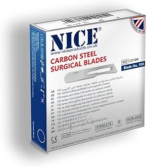 100 x NICE No.10R Sterile Carbon Steel CS10R Surgical Blades