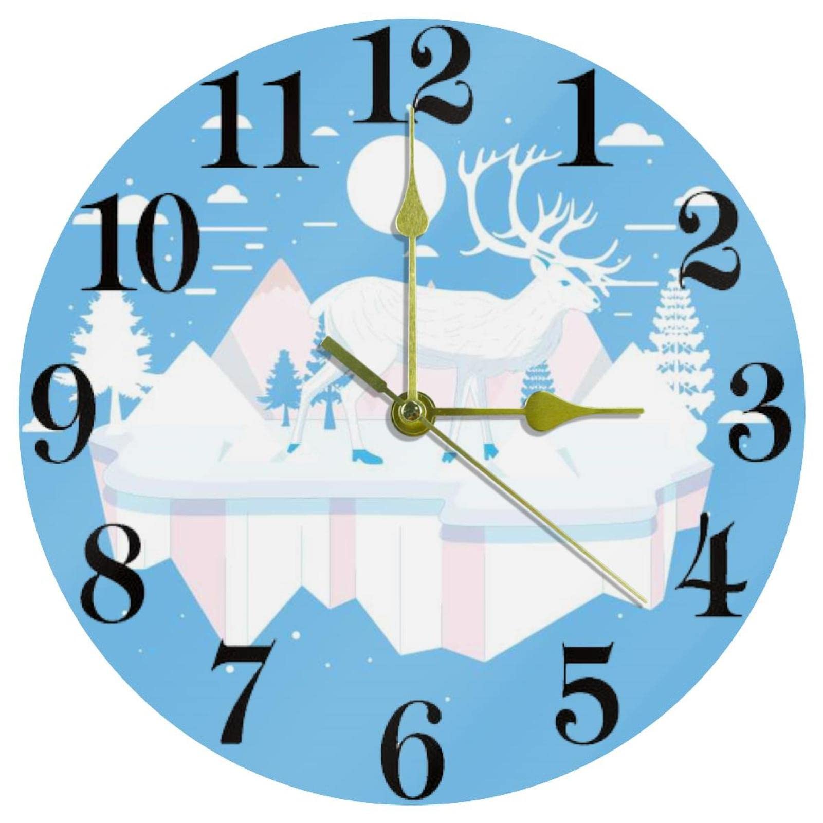 Horloge murale Caribou sans tic-tac pendule ronde de maison 25 cm