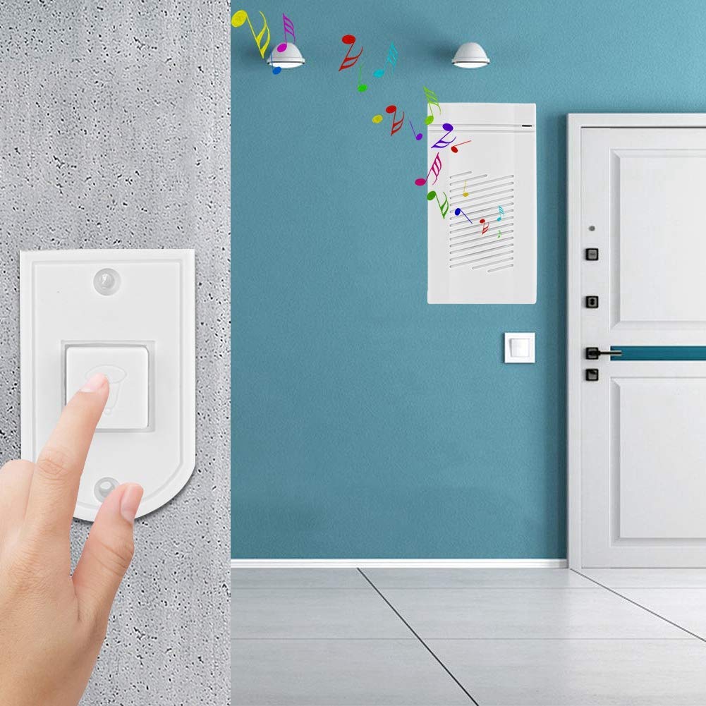 Timbre Con Cable Pequeño Antirrobo - Funciona Con 2 Pilas, Ahorro Energía, Blanco, Ideal Para Hogar
