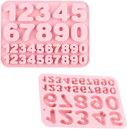 Miniatura 4 de Paquete de 2 moldes de silicona para números, 30 cavidades, medianos y pequeños, de 0 a 9 dígitos para hornear, chocolate, dulces, cupcake, jabón,